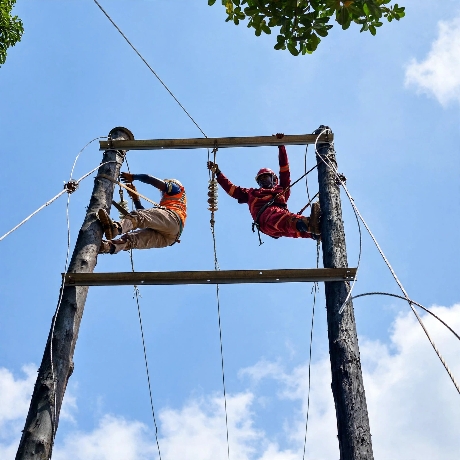 Team Installing Power Line